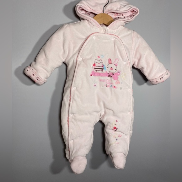 Babaluno Pink Snap Front lightly padded Hooded Bunting size Newborn-3 Months - Picture 9 of 9